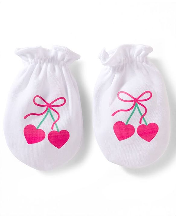 Babyhug 100% Cotton Mittens With Heart Print Pack of 3 - Multicolor