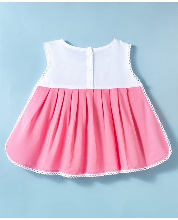 Babyhug 100 % Cotton Cambric Woven Sleeveless Jhabla & Bloomer With Floral Print - Multicolor