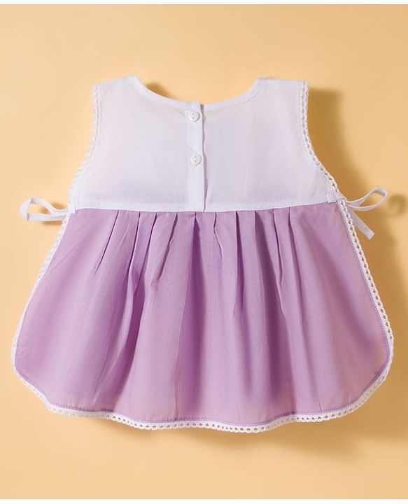 Babyhug 100 % Cotton Cambric Woven Sleeveless Jhabla & Bloomer With Floral Print - Multicolor