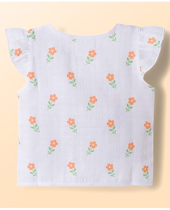 Babyhug 100% Cotton Muslin Woven Sleeveless Floral Printed Front Open Jhablas Pack Of 3- Multicolor