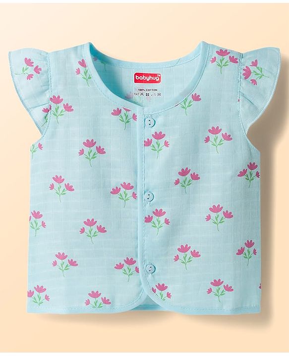 Babyhug 100% Cotton Muslin Woven Sleeveless Floral Printed Front Open Jhablas Pack Of 3- Multicolor