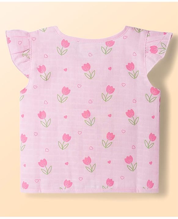 Babyhug 100% Cotton Muslin Woven Sleeveless Floral Printed Front Open Jhablas Pack Of 3- Multicolor