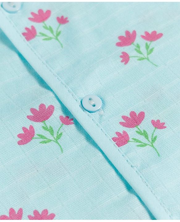 Babyhug 100% Cotton Muslin Woven Sleeveless Floral Printed Front Open Jhablas Pack Of 3- Multicolor