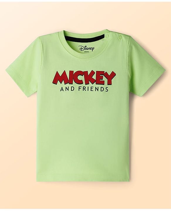 Babyhug Disney Single Jersey Knit Half Sleeves Shirt & Shorts Set With Mickey Mouse & Family Graphics & T-Shirt - Multicolor