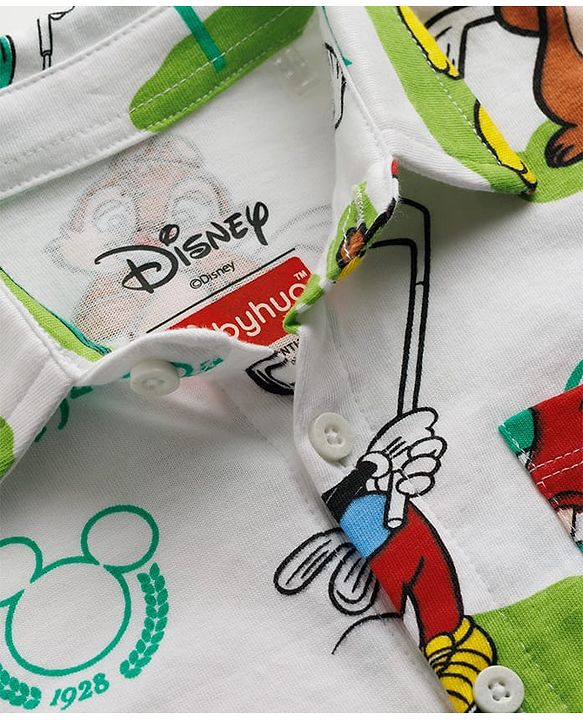 Babyhug Disney Single Jersey Knit Half Sleeves Shirt & Shorts Set With Mickey Mouse & Family Graphics & T-Shirt - Multicolor
