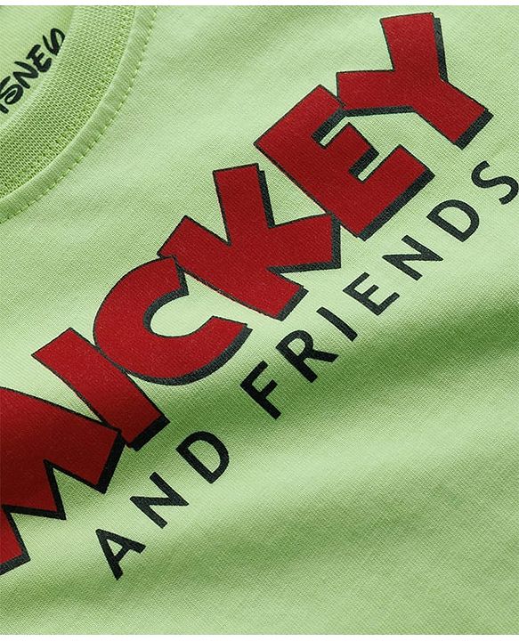 Babyhug Disney Single Jersey Knit Half Sleeves Shirt & Shorts Set With Mickey Mouse & Family Graphics & T-Shirt - Multicolor