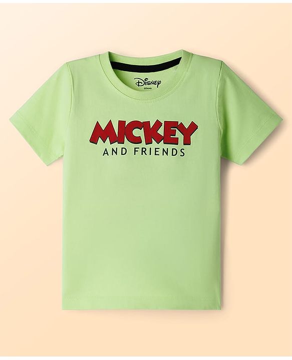 Babyhug Disney Single Jersey Knit Half Sleeves Shirt & Shorts Set With Mickey Mouse & Family Graphics & T-Shirt - Multicolor