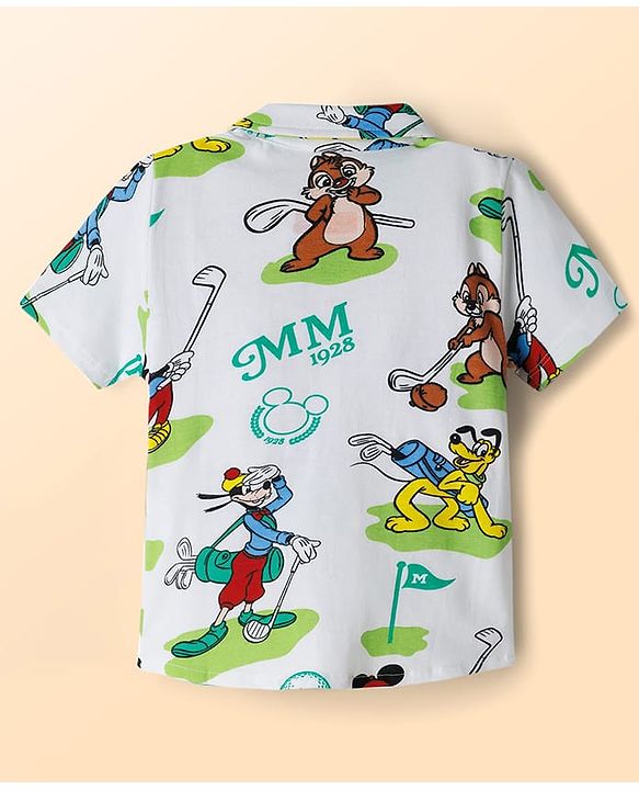 Babyhug Disney Single Jersey Knit Half Sleeves Shirt & Shorts Set With Mickey Mouse & Family Graphics & T-Shirt - Multicolor