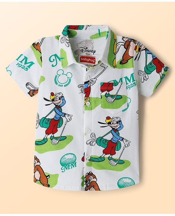 Babyhug Disney Single Jersey Knit Half Sleeves Shirt & Shorts Set With Mickey Mouse & Family Graphics & T-Shirt - Multicolor