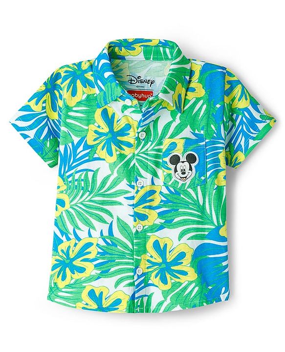 Babyhug Disney Single Jersey Knit Half Sleeves Shirt & Shorts Co-ord Set With T-Shirt & Mickey Mouse & Family Graphics - Multicolor