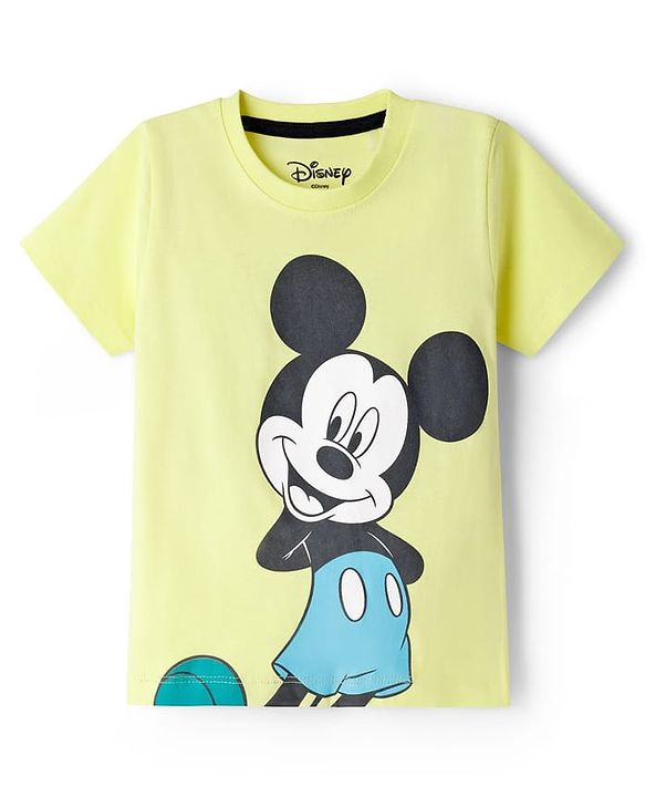 Babyhug Disney Single Jersey Knit Half Sleeves Shirt & Shorts Co-ord Set With T-Shirt & Mickey Mouse & Family Graphics - Multicolor