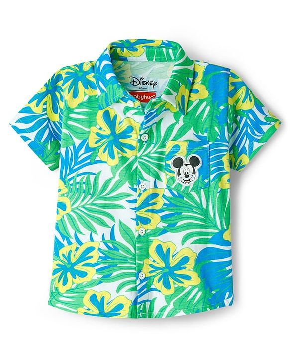Babyhug Disney Single Jersey Knit Half Sleeves Shirt & Shorts Co-ord Set With T-Shirt & Mickey Mouse & Family Graphics - Multicolor