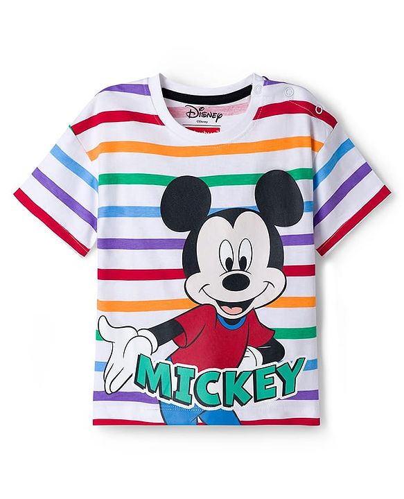 Babyhug Disney Single Jersey Knit Half Sleeve T-Shirt & Shorts Set With Mickey Mouse & Family Graphics Pack of 2 - Multicolour