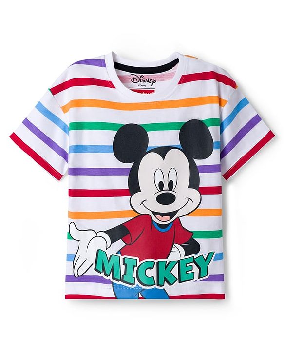 Babyhug Disney Single Jersey Knit Half Sleeve T-Shirt & Shorts Set With Mickey Mouse & Family Graphics Pack of 2 - Multicolour