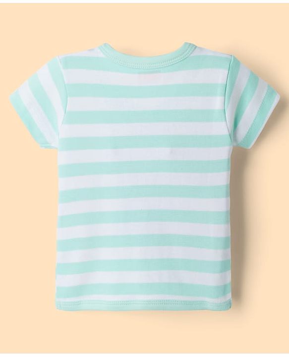 Babyhug 100% Cotton Interlock Knit Half Sleeves Antibacterial Striped Jhablas with Animal Applique Pack of 3 -Multicolor