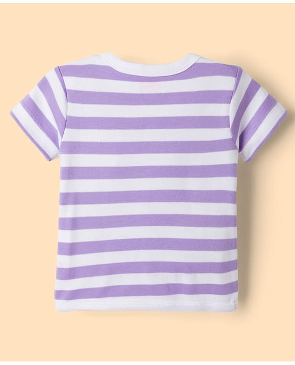Babyhug 100% Cotton Interlock Knit Half Sleeves Antibacterial Striped Jhablas with Animal Applique Pack of 3 -Multicolor