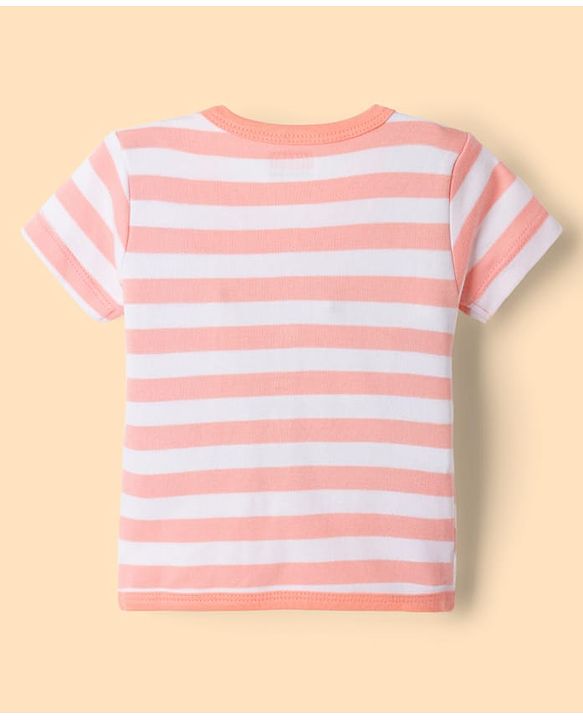 Babyhug 100% Cotton Interlock Knit Half Sleeves Antibacterial Striped Jhablas with Animal Applique Pack of 3 -Multicolor