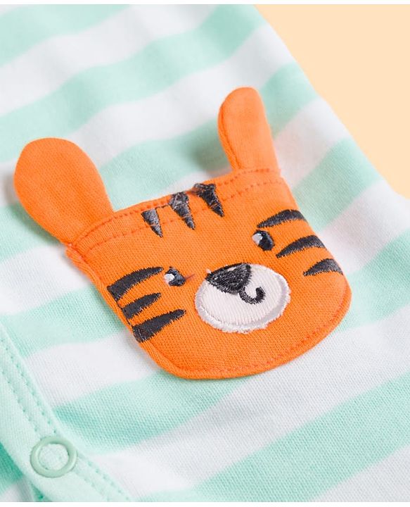 Babyhug 100% Cotton Interlock Knit Half Sleeves Antibacterial Striped Jhablas with Animal Applique Pack of 3 -Multicolor