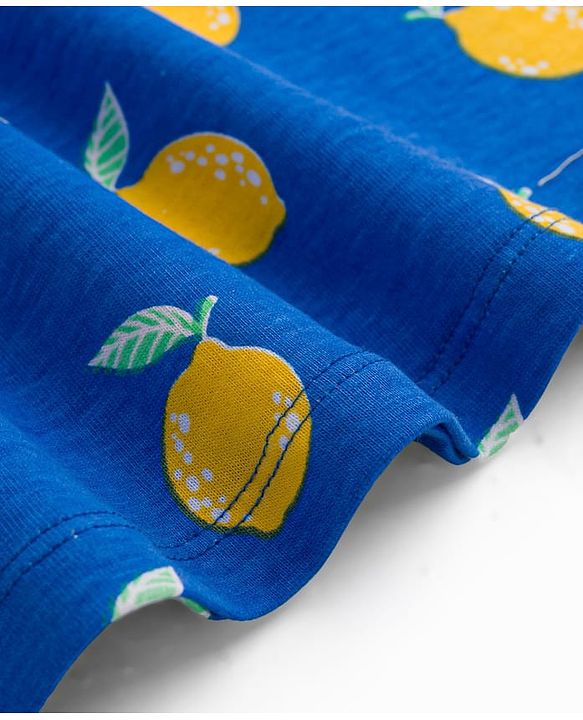 Babyhug 100% Cotton Single Jersey Knit Antibacterial Sleeveless Fit and Flare One Piece Frocks With Lemon Print Pack of 2 - Multicolor