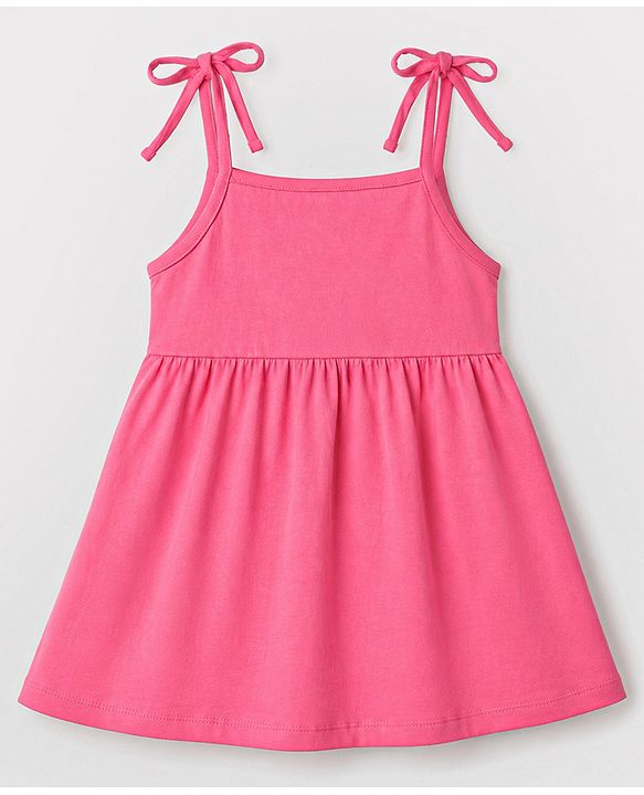 Babyhug 100% Cotton Woven One Piece Dresses/Frocks with Shoulder Straps Multi Color 12-18 Months