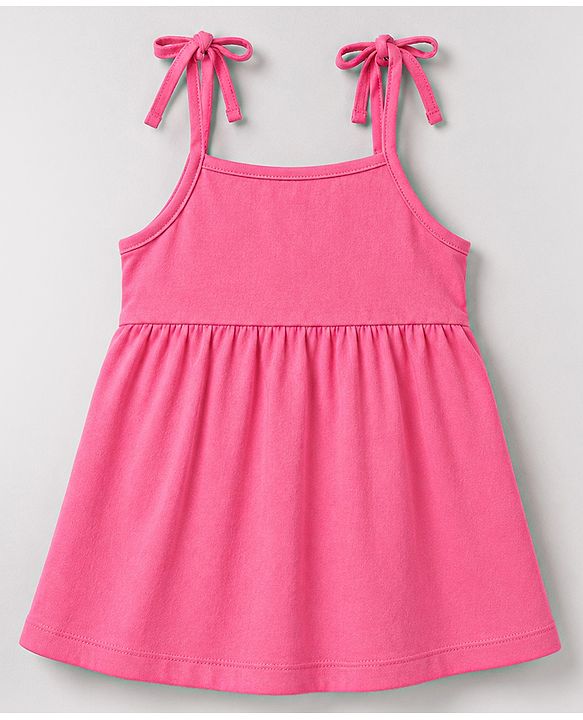 Babyhug 100% Cotton Woven One Piece Dresses/Frocks with Shoulder Straps Multi Color 12-18 Months