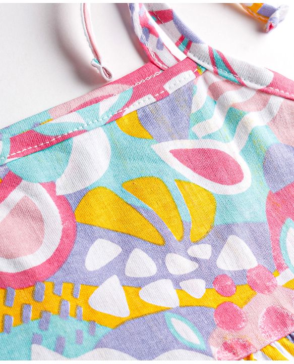 Babyhug 100% Cotton Woven One Piece Dresses/Frocks with Shoulder Straps Multi Color 12-18 Months