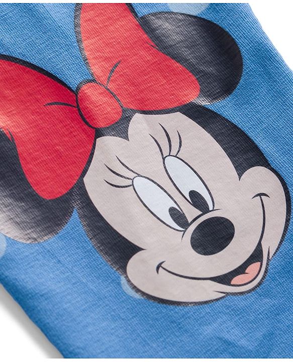 Babyhug Disney Lycra Knit Full Length Leggings With Minnie Mouse Graphics - Blue