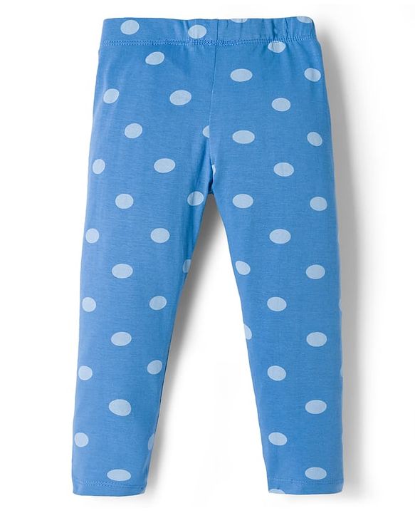 Babyhug Disney Lycra Knit Full Length Leggings With Minnie Mouse Graphics - Blue