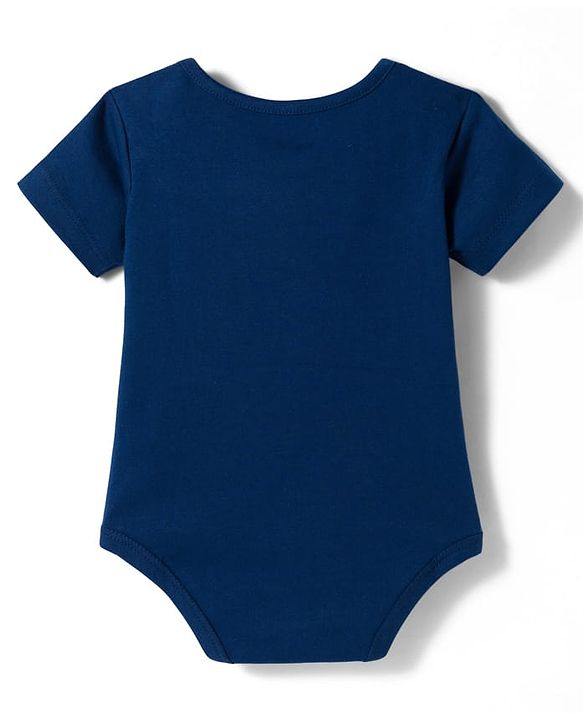 Babyhug 100% Cotton Knit Half Sleeves Onesies with Bow Applique - Navy Blue