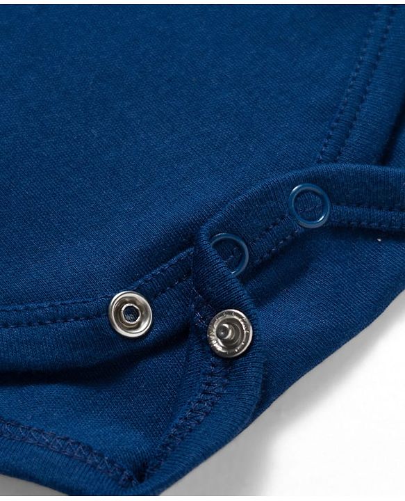 Babyhug 100% Cotton Knit Half Sleeves Onesies with Bow Applique - Navy Blue