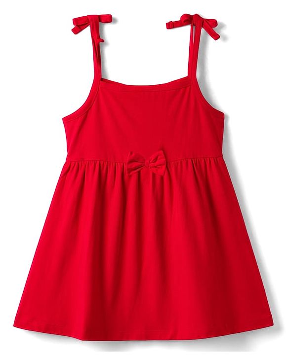 Babyhug Single Jersey Knit Sleeveless Frocks with Heart Print & Bow Applique Pack of 2 - Multicolor