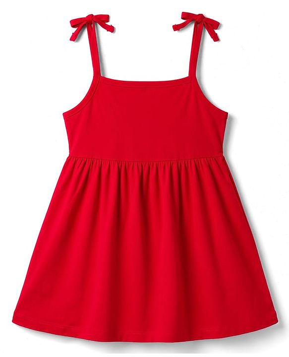 Babyhug Single Jersey Knit Sleeveless Frocks with Heart Print & Bow Applique Pack of 2 - Multicolor