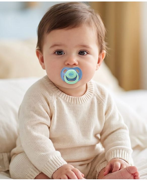 Babyhug Whale & Sea Horse Print Orthodontic Pacifier Pack of 2| 0+ Months| Protective Hygienic Cap| Breathable Airflow Vents| Orthodontic Silicone Teat| Food-Grade Silicone| BPA Free | Baby Safe
