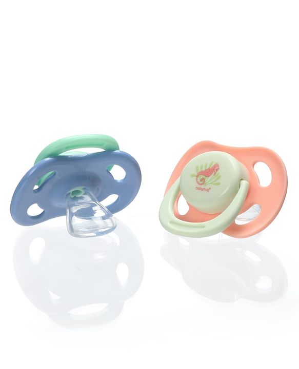 Babyhug Whale & Sea Horse Print Orthodontic Pacifier Pack of 2| 0+ Months| Protective Hygienic Cap| Breathable Airflow Vents| Orthodontic Silicone Teat| Food-Grade Silicone| BPA Free | Baby Safe
