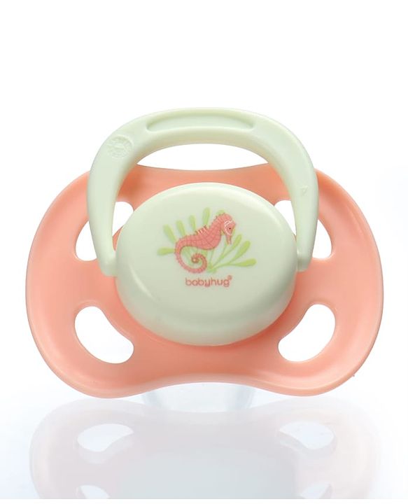 Babyhug Whale & Sea Horse Print Orthodontic Pacifier Pack of 2| 0+ Months| Protective Hygienic Cap| Breathable Airflow Vents| Orthodontic Silicone Teat| Food-Grade Silicone| BPA Free | Baby Safe