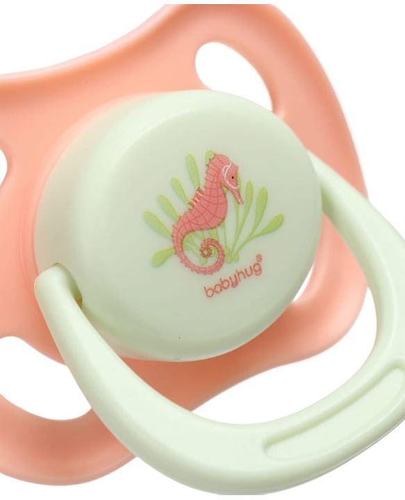 Babyhug Whale & Sea Horse Print Orthodontic Pacifier Pack of 2| 0+ Months| Protective Hygienic Cap| Breathable Airflow Vents| Orthodontic Silicone Teat| Food-Grade Silicone| BPA Free | Baby Safe