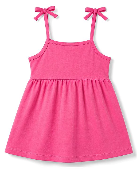 Babyhug 100% Cotton Knit Sleeveless Floral & Butterfly Printed Frocks With Bow Applique Pack Of 2 - Multicolor