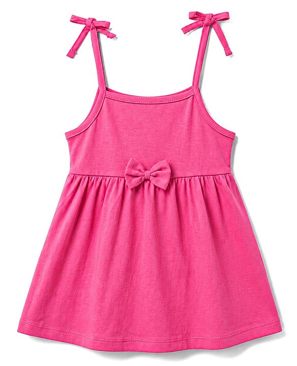 Babyhug 100% Cotton Knit Sleeveless Floral & Butterfly Printed Frocks With Bow Applique Pack Of 2 - Multicolor