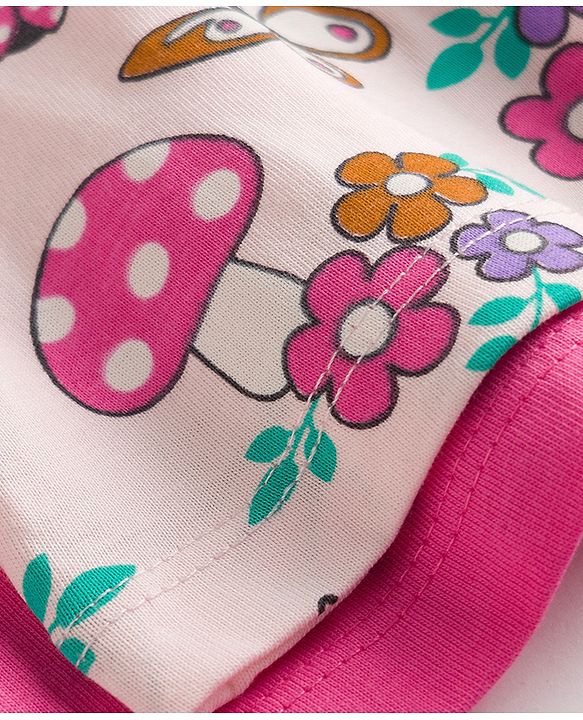 Babyhug 100% Cotton Knit Sleeveless Floral & Butterfly Printed Frocks With Bow Applique Pack Of 2 - Multicolor
