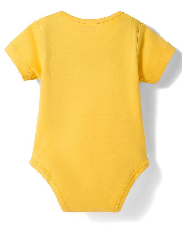 Babyhug 100% Cotton Knit Half Sleeves Onesie with Diaper Leggings & Beach Theme Print - Yellow & Light Blue