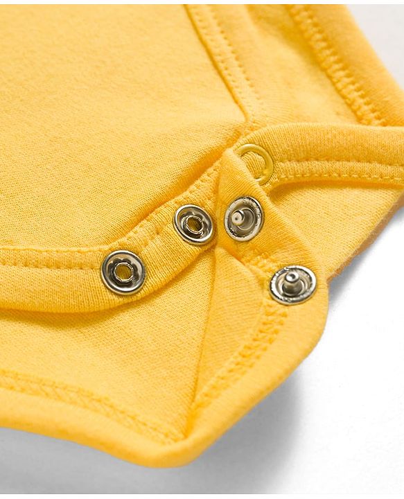 Babyhug 100% Cotton Knit Half Sleeves Onesie with Diaper Leggings & Beach Theme Print - Yellow & Light Blue