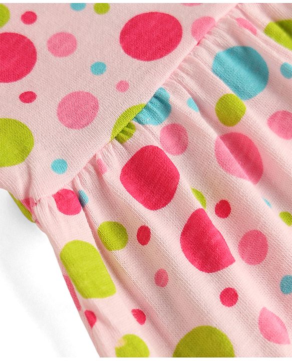 Babyhug 100% Cotton Single Jersey Knit Sleeveless Solid & Polka Dots Printed Frocks with Bow Applique Pack of 2 - Red