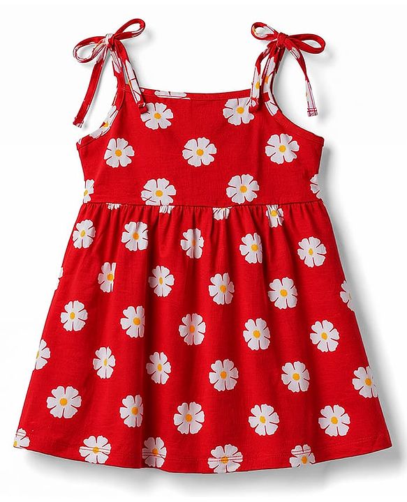 Babyhug Cotton Knit One Piece Dresses/Frocks with Shoulder Straps All Over Floral Prints Multi Color Newborn