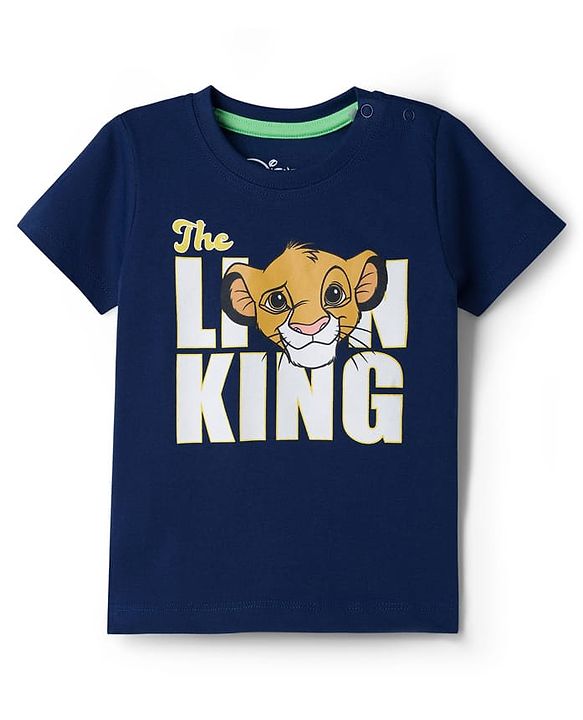 Babyhug Disney Single Jersey Knit Half Sleeve T-Shirt & Shorts Set With Lion King Graphics - Multicolour