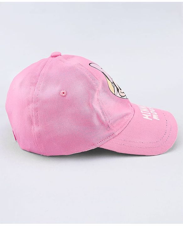 Babyhug Disney Cotton Woven Cap With Mickey Mouse Graphics Pink - Diameter 20 cm