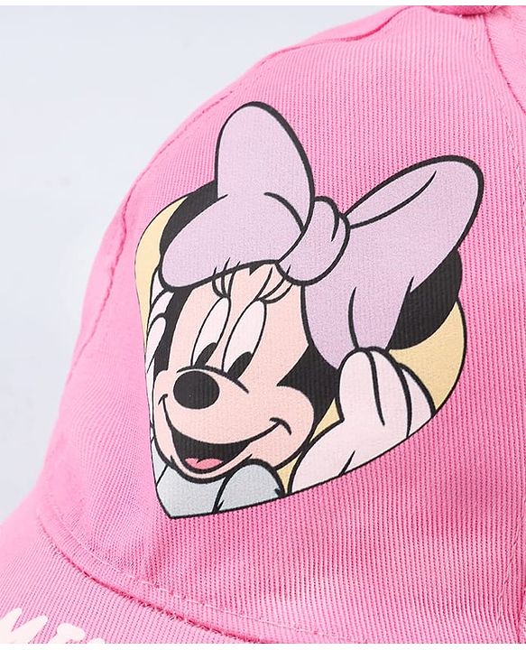 Babyhug Disney Cotton Woven Cap With Mickey Mouse Graphics Pink - Diameter 20 cm