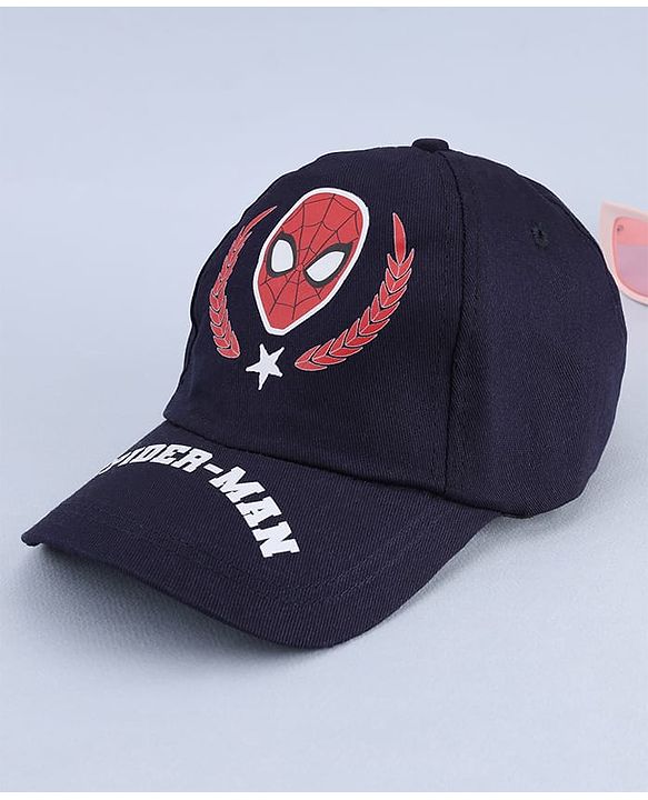 Pine Kids Marvel Cotton Woven  Summer Cap With Spider Man Print Navy Blue - Diameter 20 cm