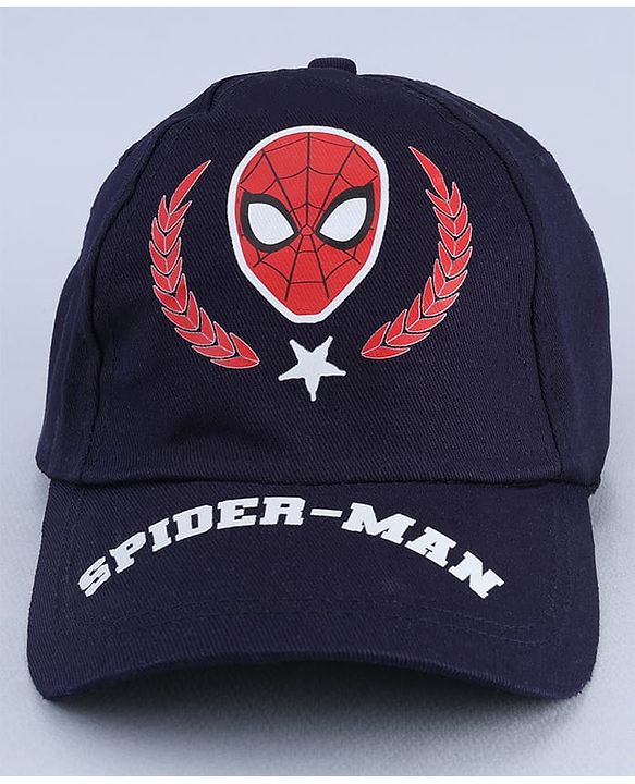 Pine Kids Marvel Cotton Woven  Summer Cap With Spider Man Print Navy Blue - Diameter 20 cm