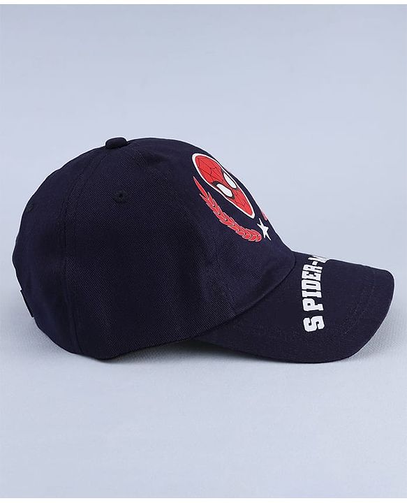 Pine Kids Marvel Cotton Woven  Summer Cap With Spider Man Print Navy Blue - Diameter 20 cm