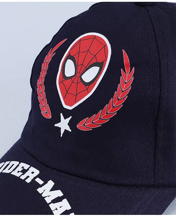 Pine Kids Marvel Cotton Woven  Summer Cap With Spider Man Print Navy Blue - Diameter 20 cm